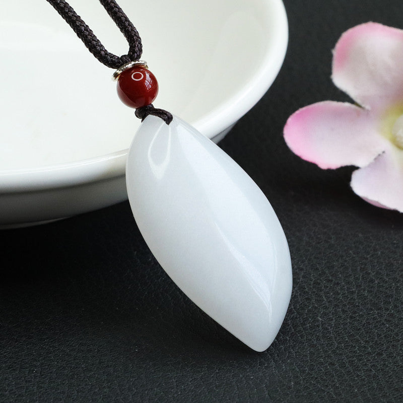 Golden Silk Jade Teardrop Pendant