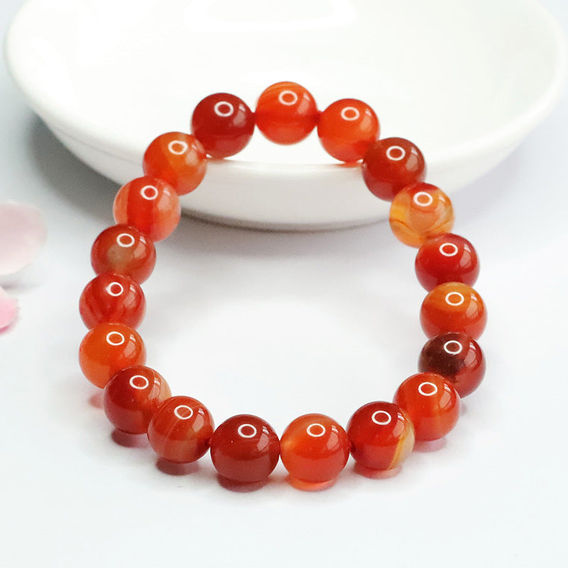 Silk-Wrapped Natural Red Agate Bracelet for Fortune's Favor