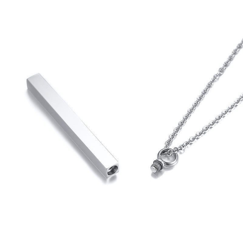 Urn Pendant Stainless Steel Square Strip Necklace for Men