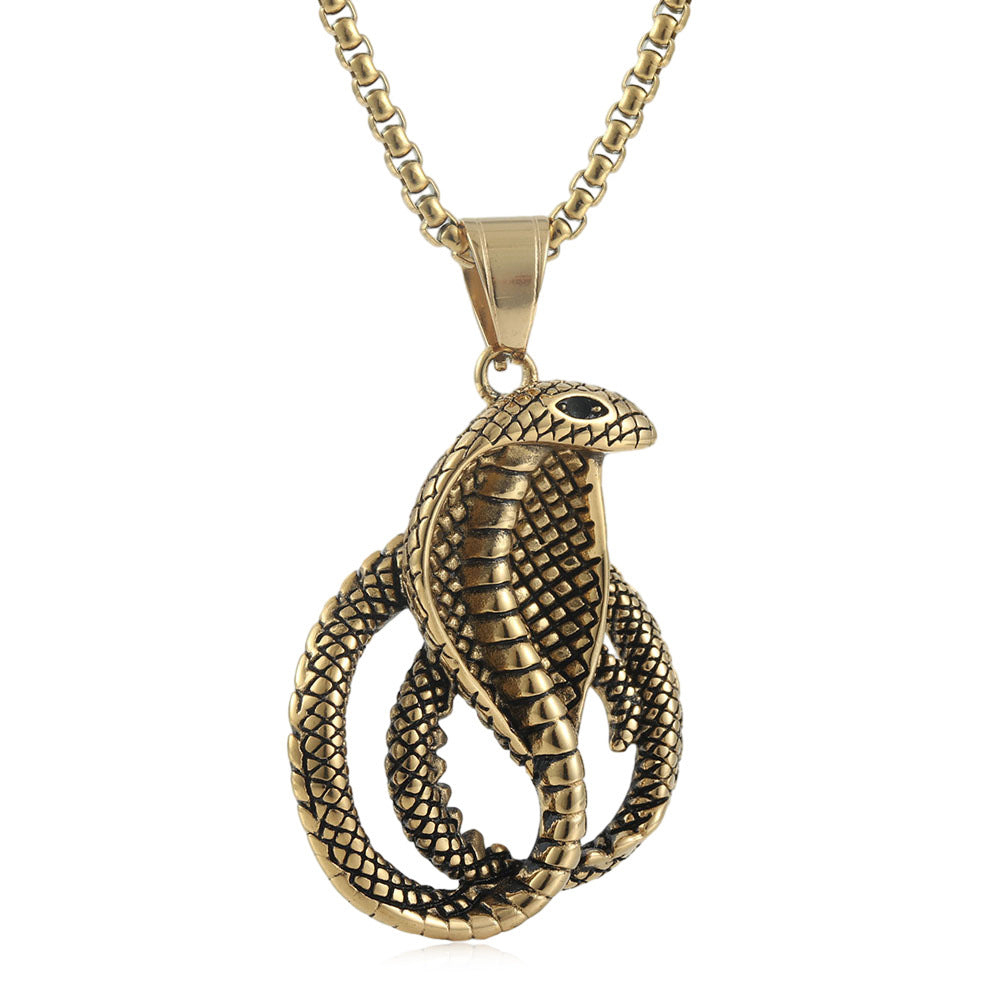 European And American Stainless Steel Cobra Pendant For Men