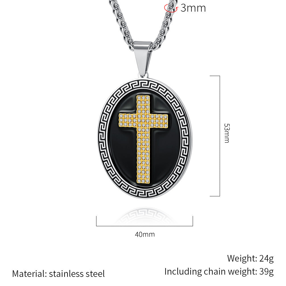 Planderful Hip Hop Cross Necklace For Men Steel Pendant Versatile Retro Punk Style