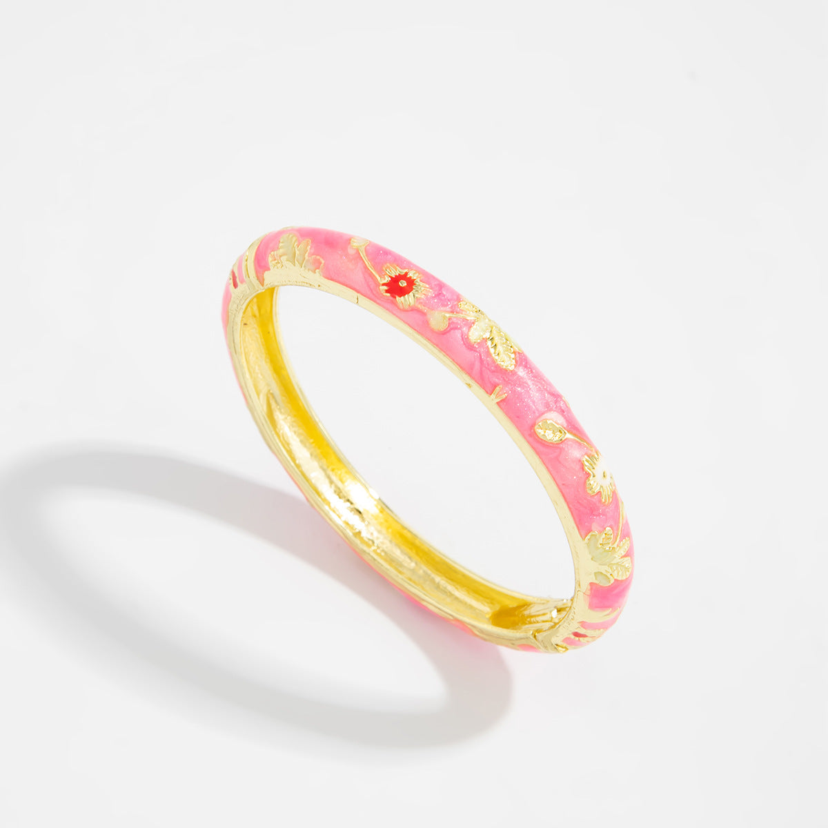 Planderful Vienna Verve Floral Opening Bracelet For Women Pastel Color Dripping Oil Style Elegant Metal Jewelry