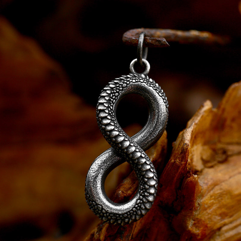 Retro Snake-Shaped Titanium Steel Pendant for Men - European and American Style Jewelry