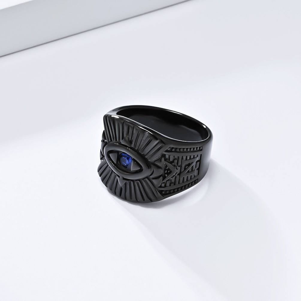 European And American New Retro God's Eye Titanium Steel Ring For Men