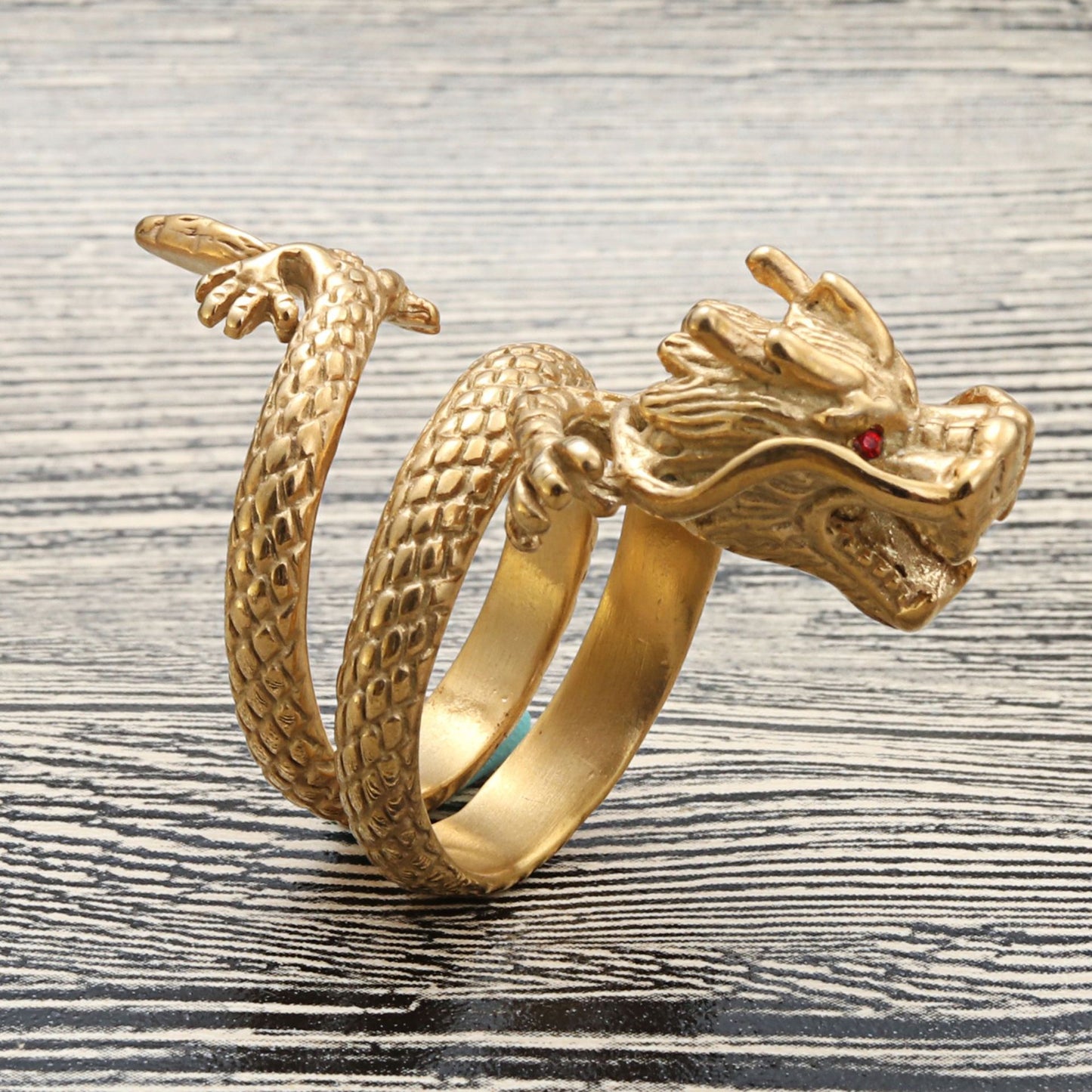 Titanium Steel Punk Dragon Head Ring for Men - Retro Trendy Design