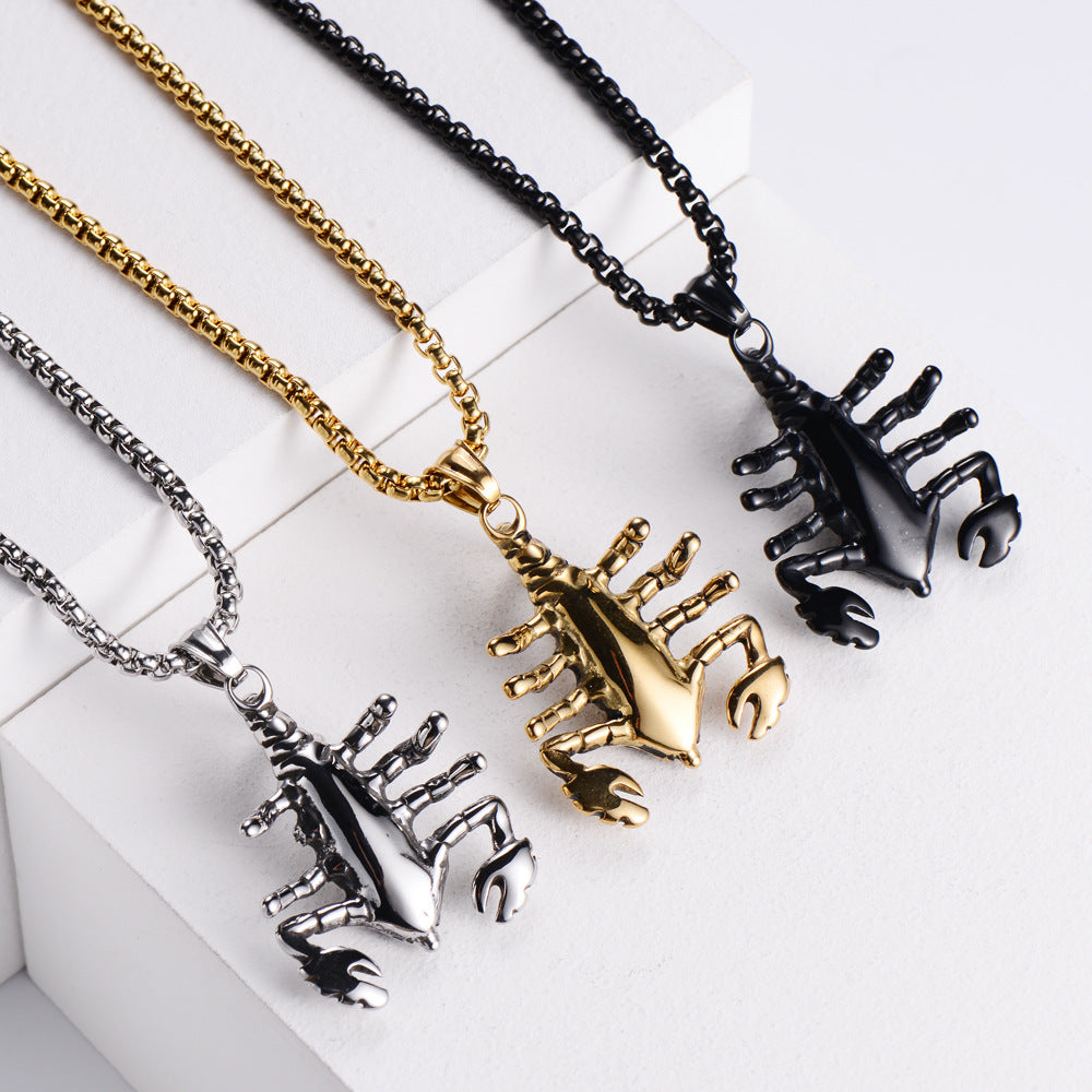 Titanium Steel Scorpion Pendant Necklace for Men - Retro Punk Style by Planderful