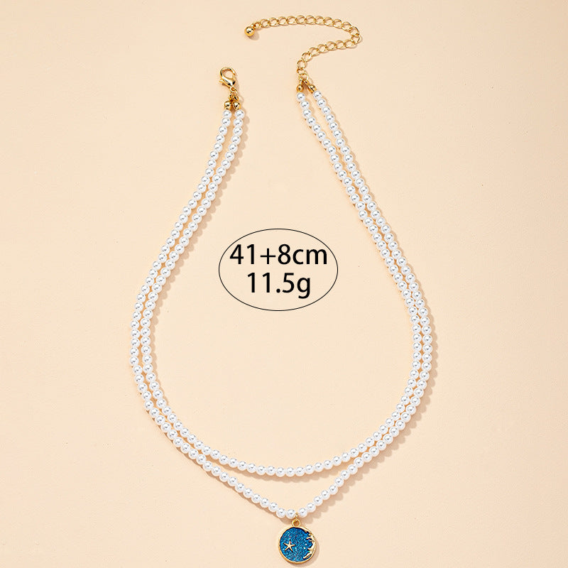 Midnight Sky Pearl Pendant Sweater Chain - Vienna Verve Collection by Planderful