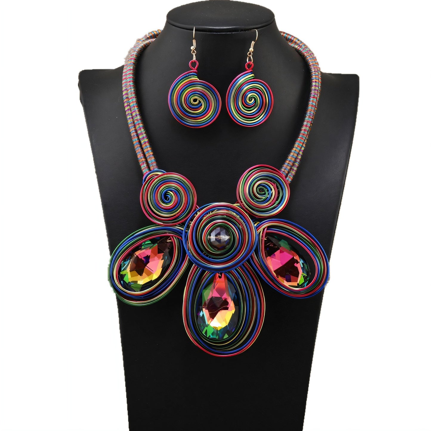 Fantasy Glass Exaggerated Necklace Set - Tribal Collection