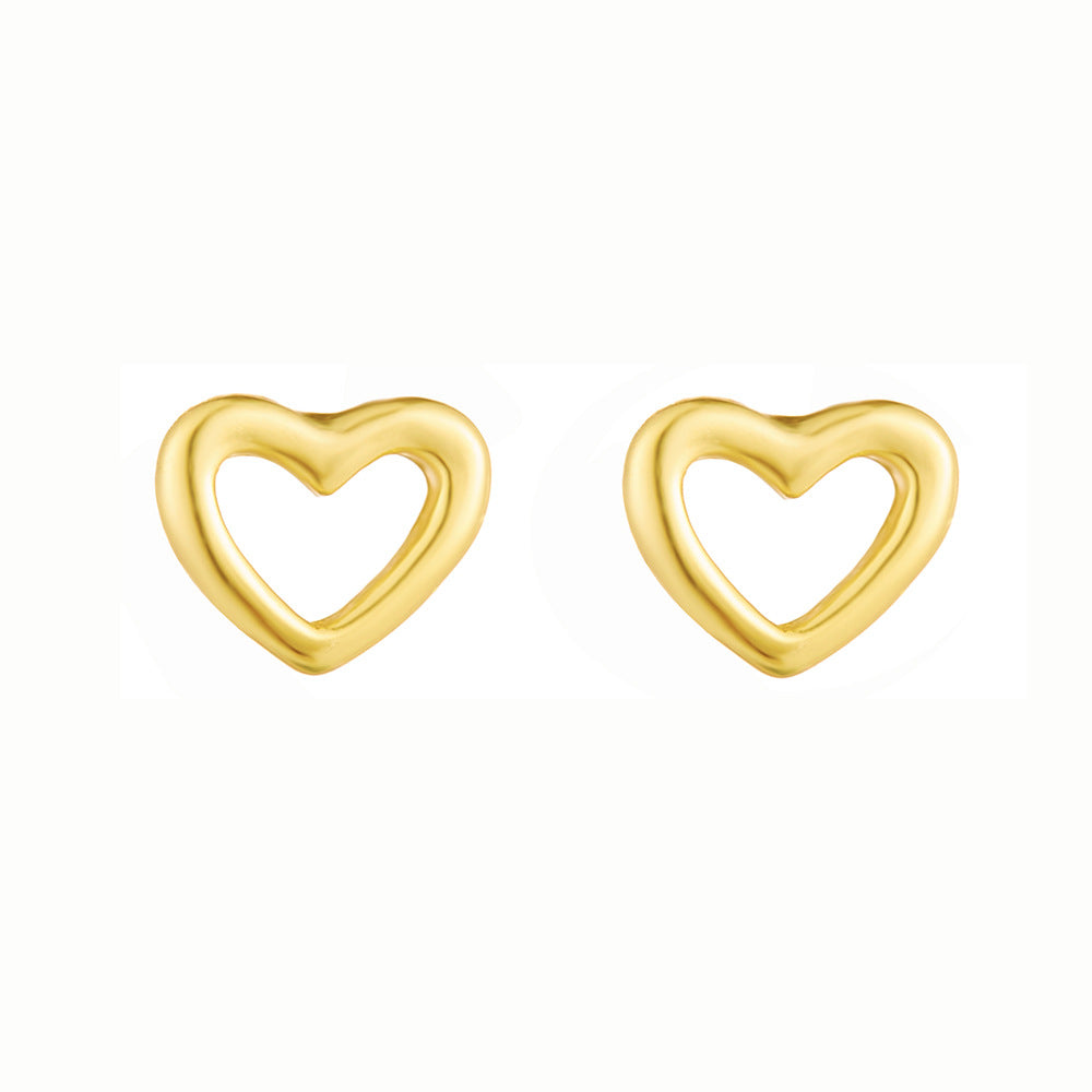 S925 Sterling Silver Heart-Shaped Small Stud Earrings
