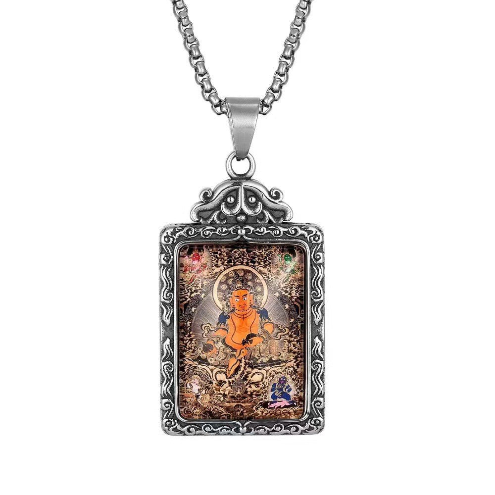 Zodiac Guardian Buddha Pendant For Men And Women By Planderful Titanium Steel Thangka Necklace With Premium Protection