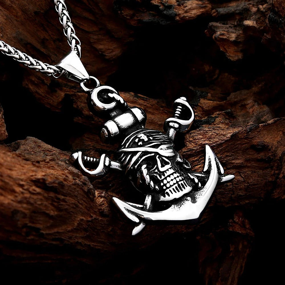 Vintage Skull Viking Stainless Steel Men's Pendant Necklace