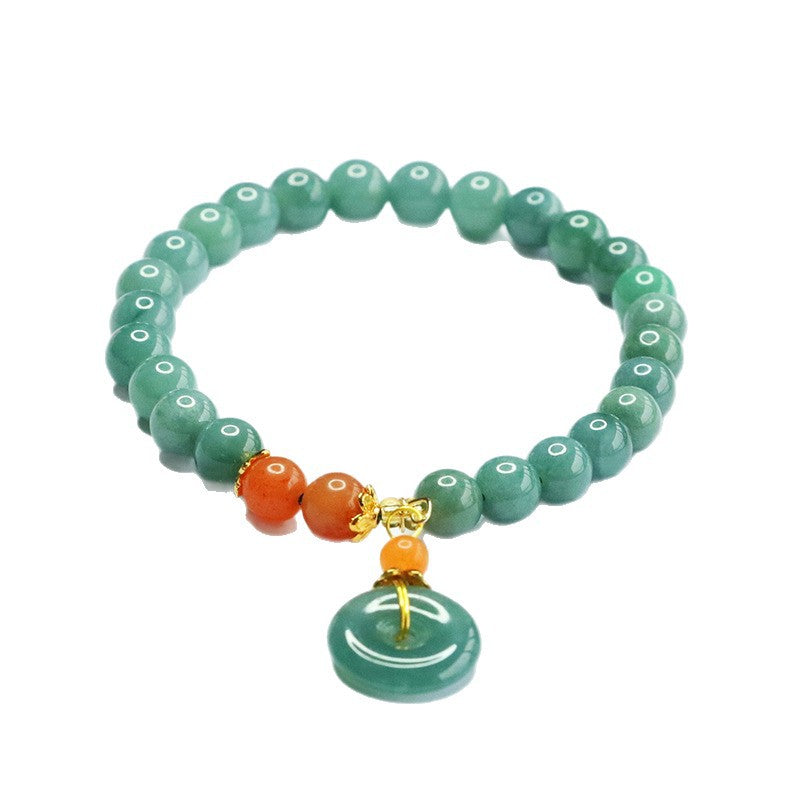 Jadeite Peace Buckle & Round Bead Bracelet