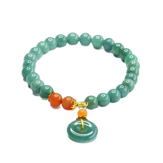 Jadeite Peace Buckle & Round Bead Bracelet