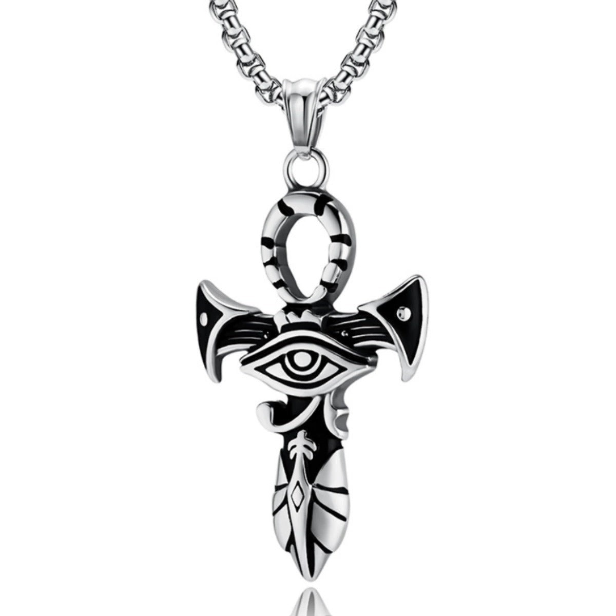 1. Planderful Egyptian Eye Necklace Titanium Steel Men