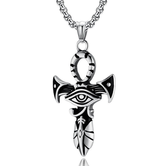 1. Planderful Egyptian Eye Necklace Titanium Steel Men