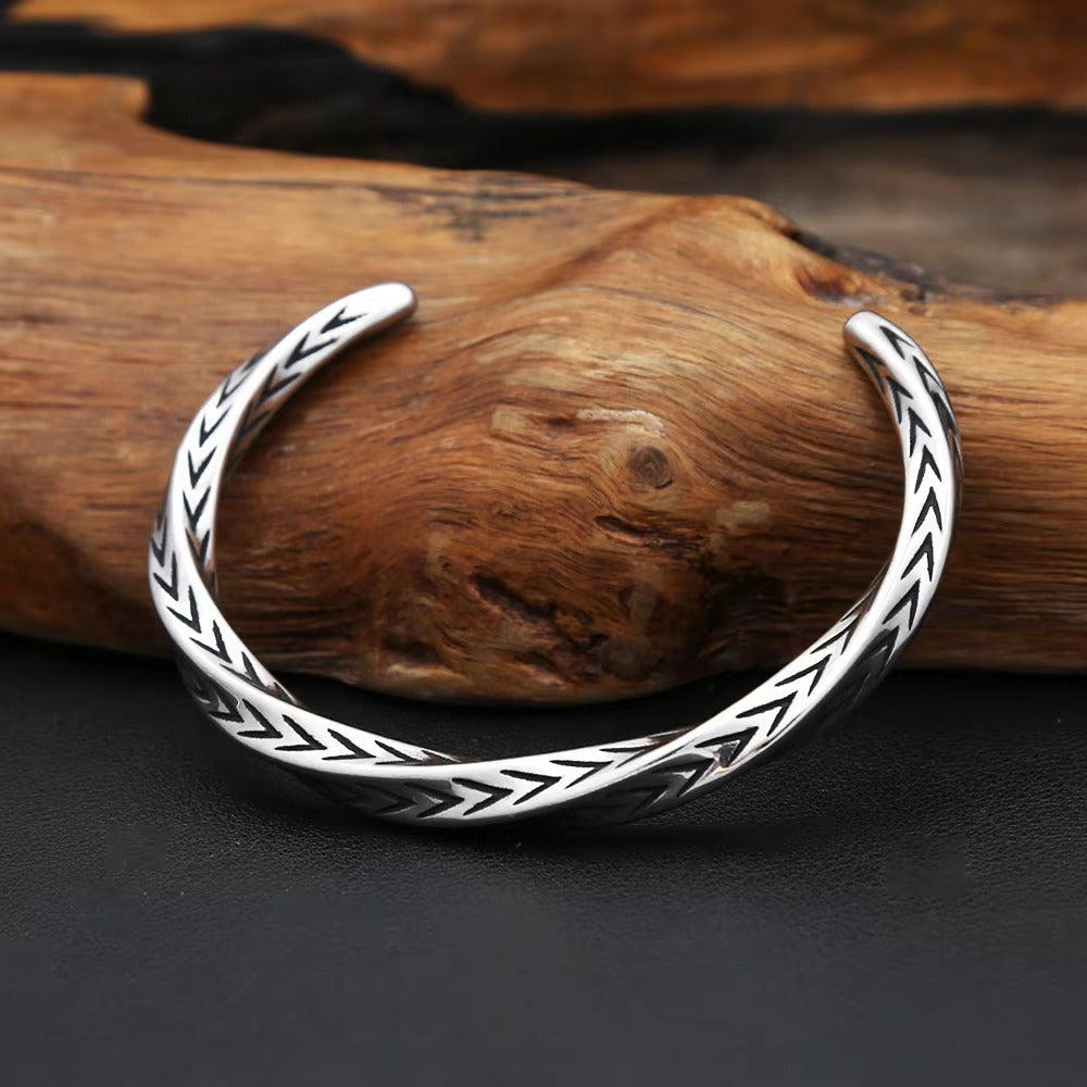 Vintage Open Stainless Steel Men's Bracelet