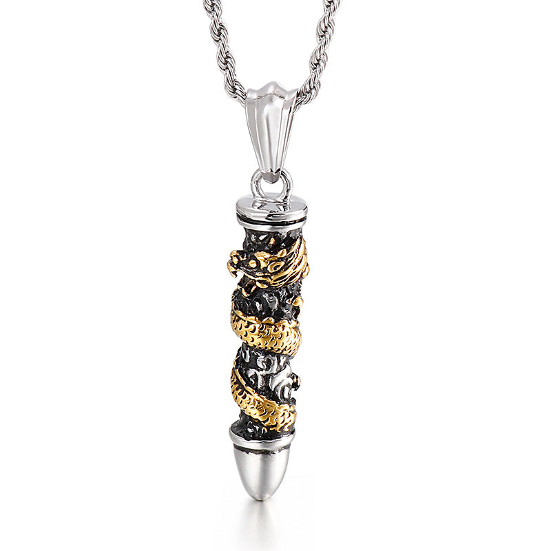 European Skull & Dragon Bullet Pendant for Men