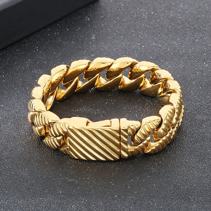 Planderful Titanium Steel Bracelet Unisex Cuban Chain Bold