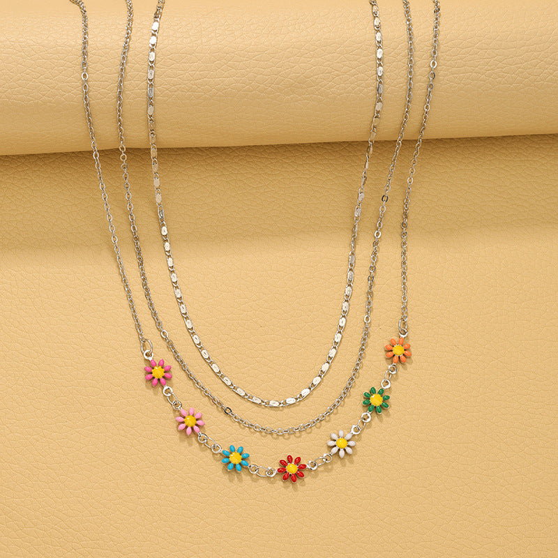 Dainty Daisy Glazed Flower Necklace Set - Elegant Jewelry Wholesale