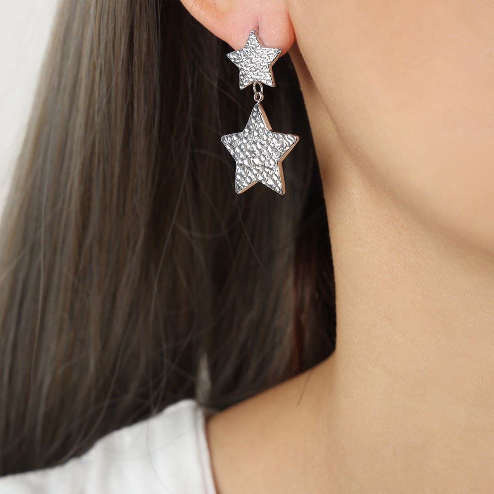 Korean Style Titanium Steel Gold-Plated Love Star Earrings - Everyday Genie Collection