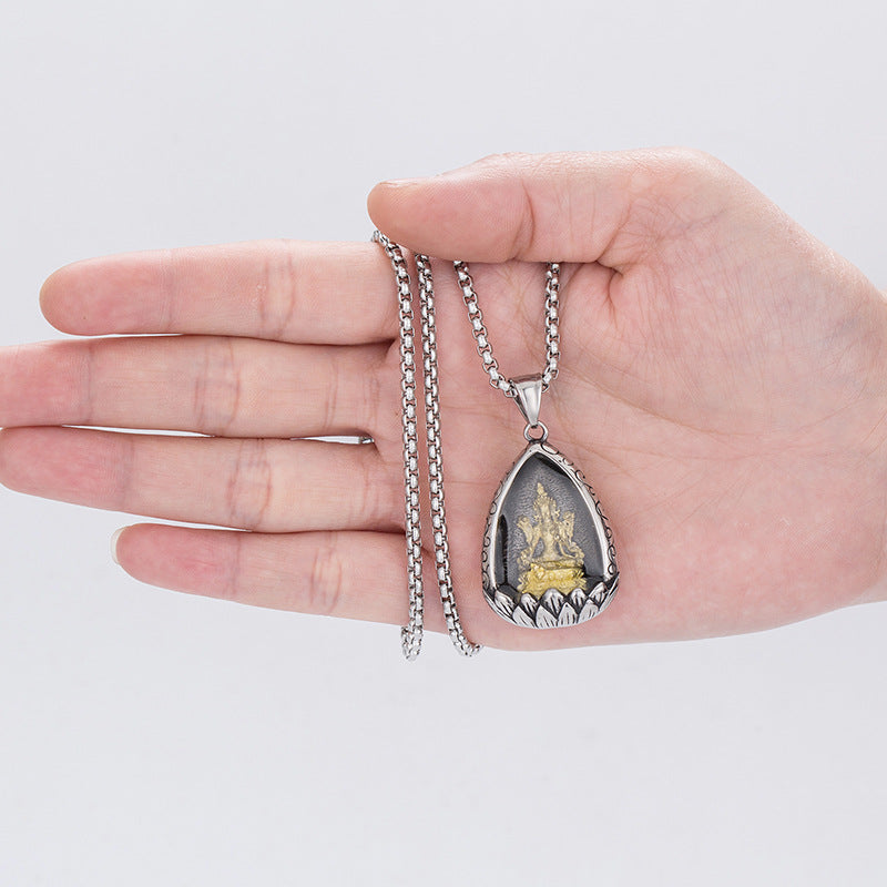 Steel Necklace – Vintage Patron Saint Pendant Necklace