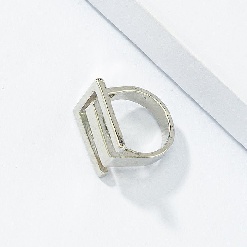 Wholesale Geometric Alloy Ring with Cross-Border Design