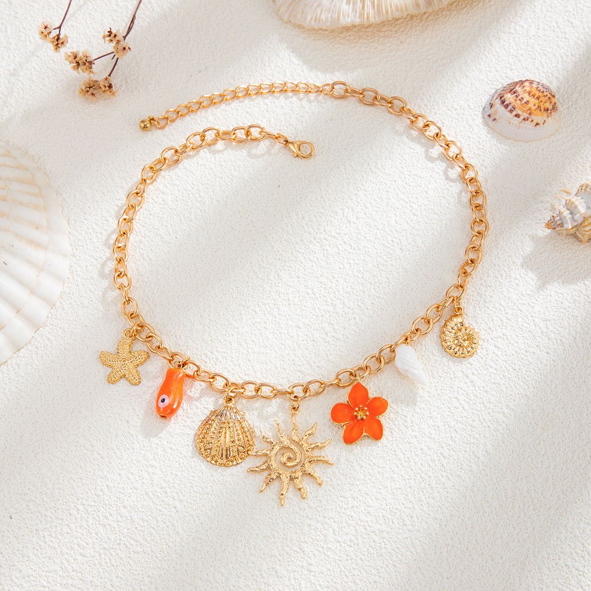 Shell, Seahorse & Fishtail Coastal Necklace