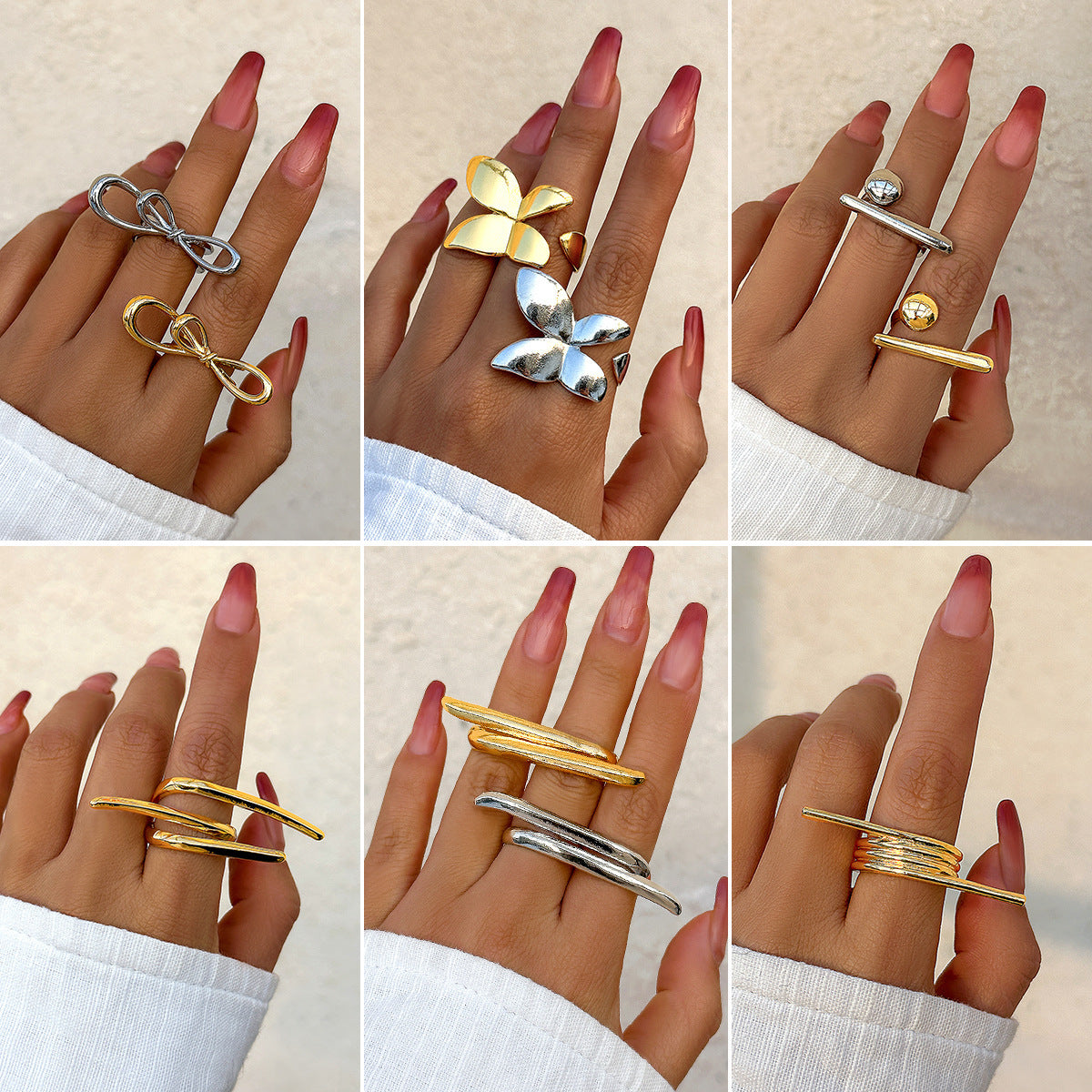 Butterfly Bow Two-finger Exaggerated Ring from Vienna Verve Collection