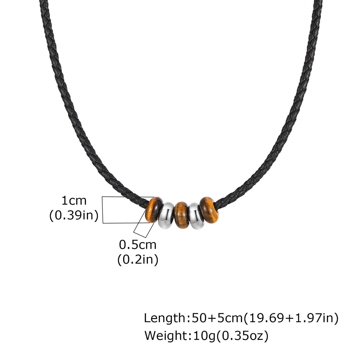 Planderful Stainless Steel Men Tiger Eye Bead Necklace