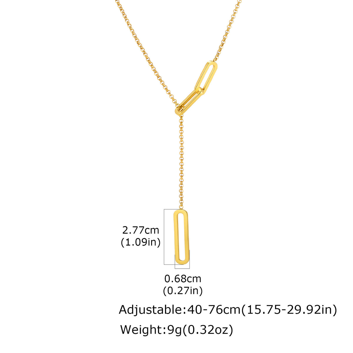 Hollow Stainless Steel Square Adjustable Tassel Style Necklace