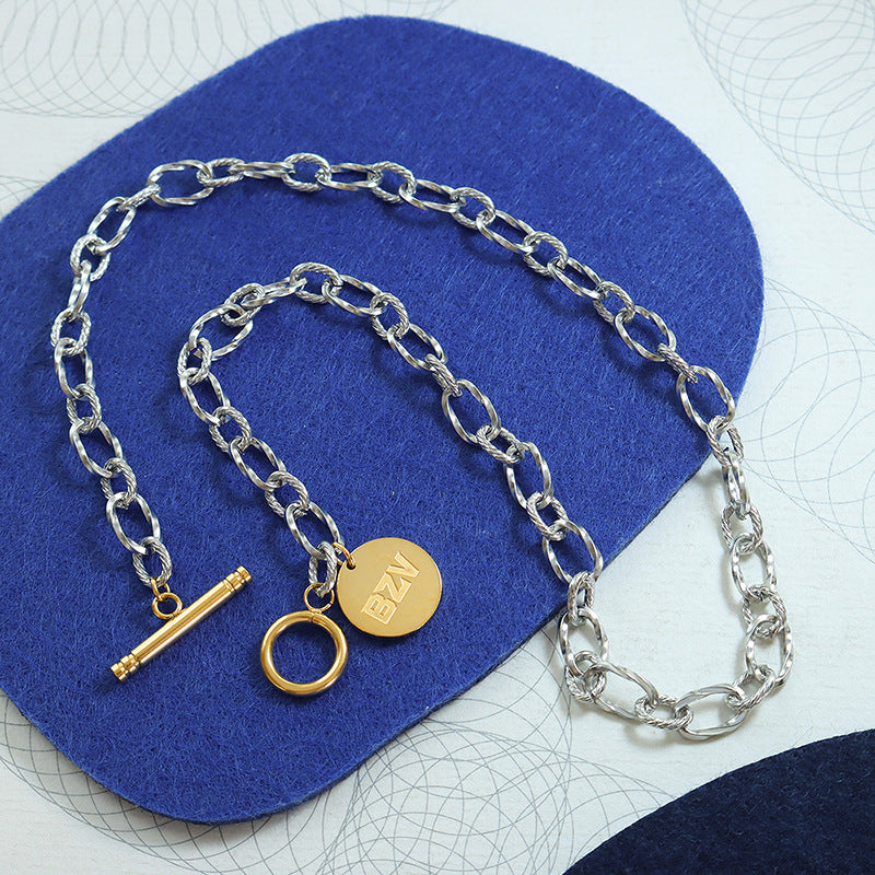 Street Style Titanium Hip-Hop Necklace with Joker OT Buckle