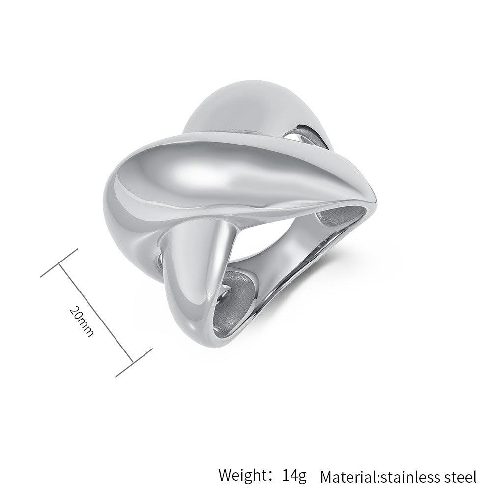 Planderful Stainless Steel Cross Ring Unisex Hollow Irregular Design For Everyday Versatile Wear