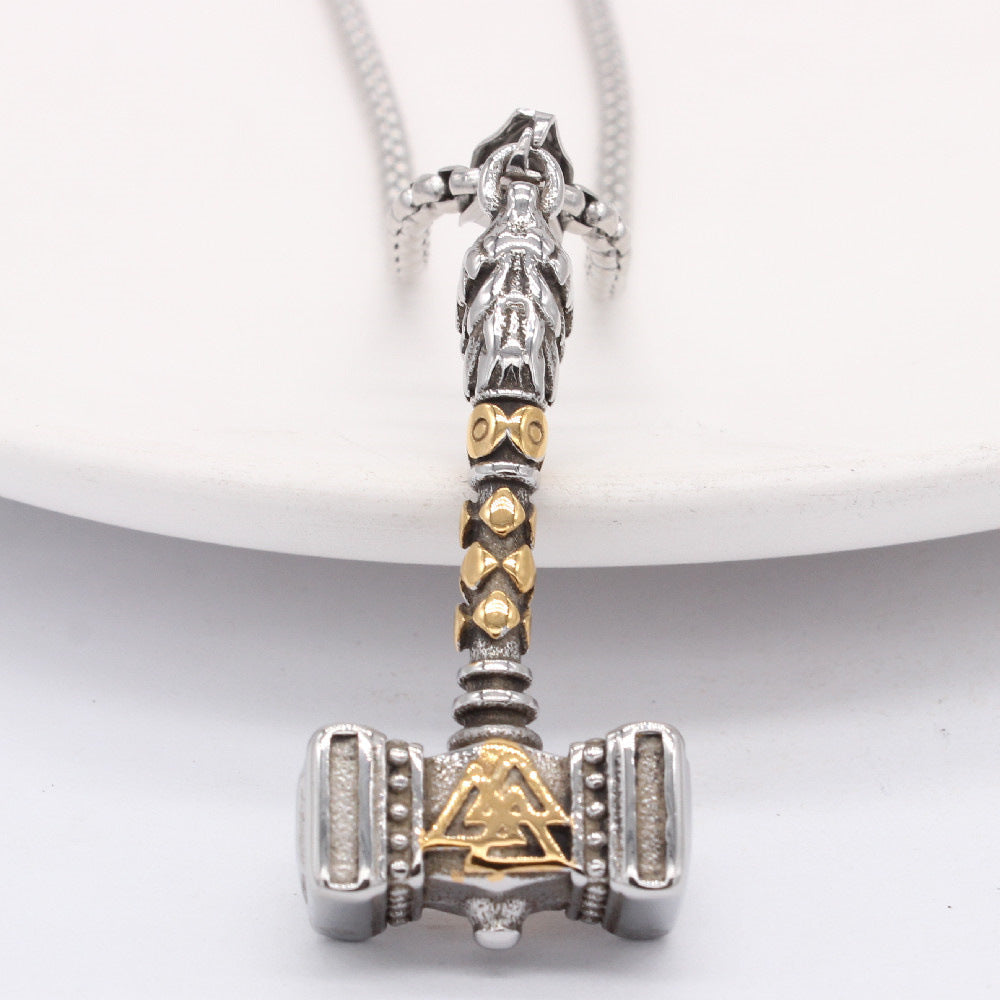 Planderful Thor's Hammer Pendant Titanium Steel Unisex Durable Protection Amulet For Men