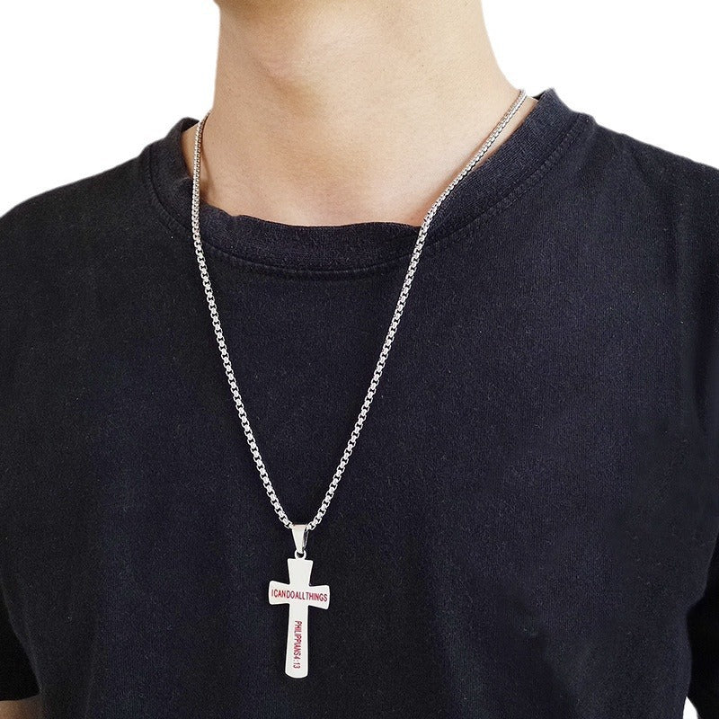 Sports Style Trendy Men's Stainless Steel Baseball Cross Pendant