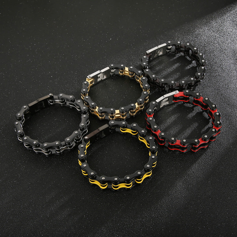 Planderful Men Bicycle Chain Bracelet Street Style Titanium
