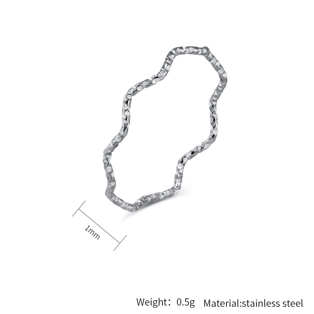 Planderful Light Luxury 1mm Wave Titanium Steel Ring For Women Daily Elegant Wear Jewelry