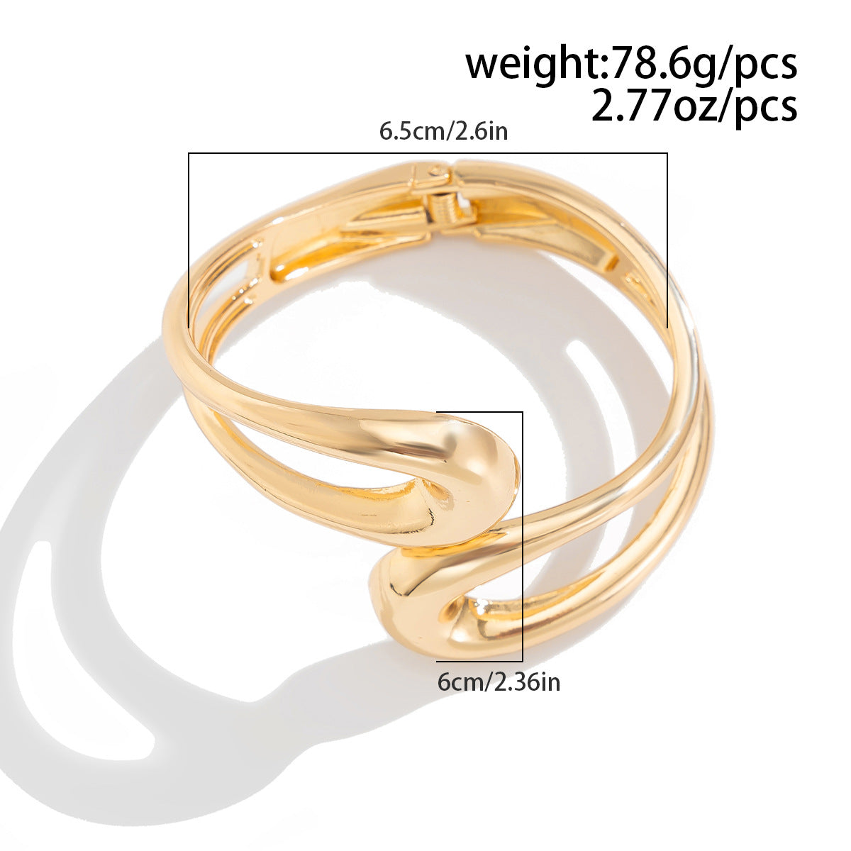 Hot-Selling Hug Open Bracelet Bracelet Alloy Smooth Surface Symmetrical Water Drop Spring