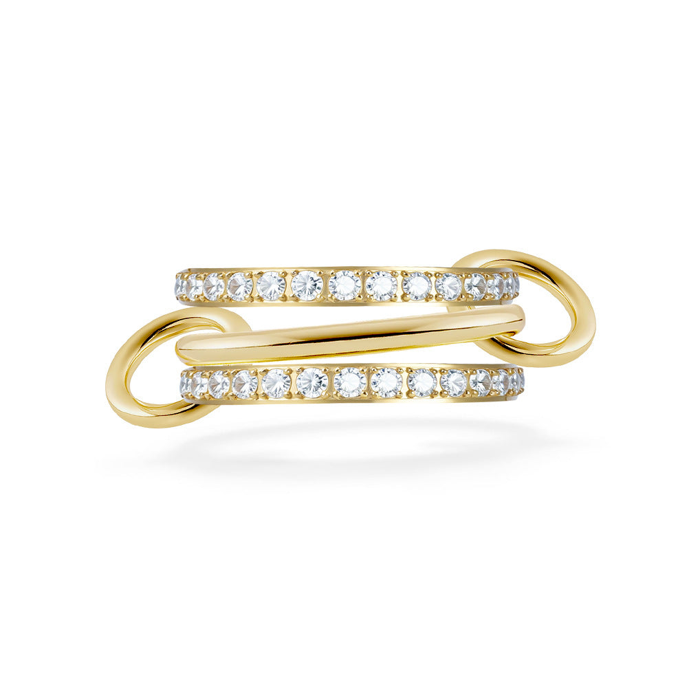 Planderful Everyday Genie Three Ring Stacking Ring Titanium Steel Plated 18K Gold Zircon Unisex Light Luxury