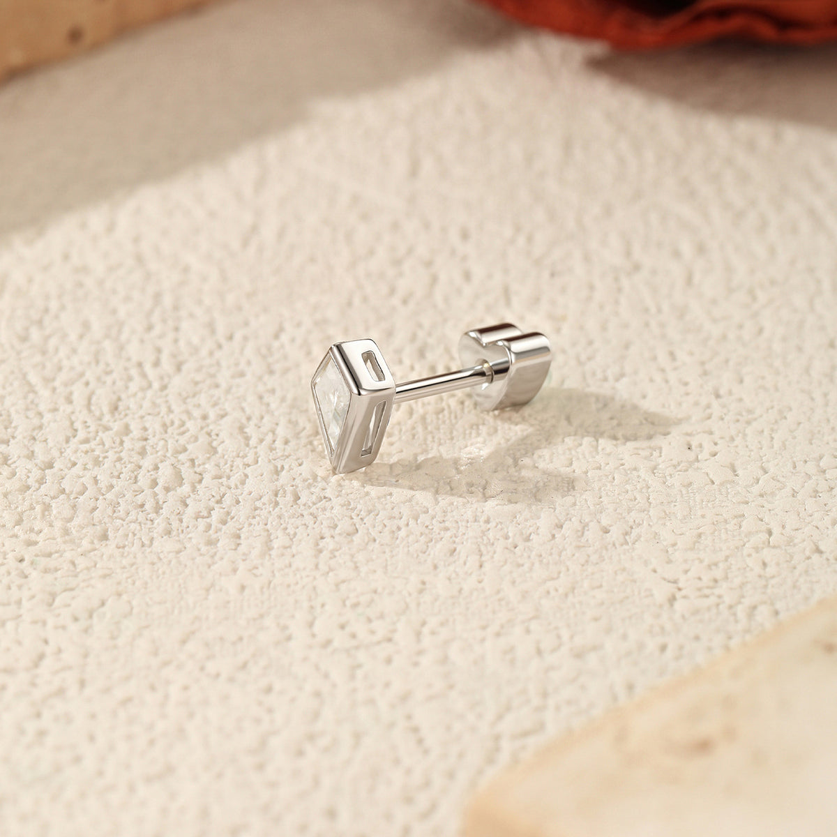 925 Sterling Silver Kite-Cut Moissanite Threaded Stud Earring