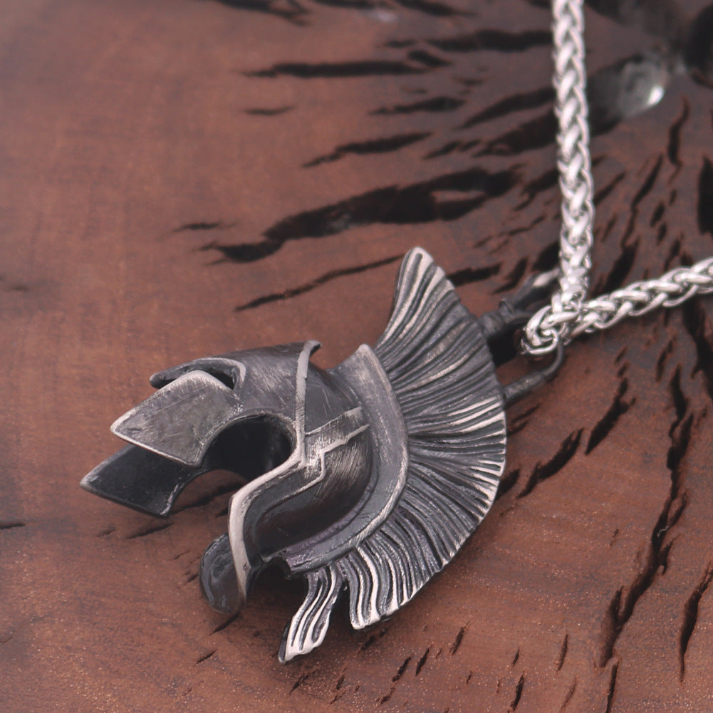 Viking Totem Odin Helmet Necklace for Men - Norse Legacy Vintage Jewelry