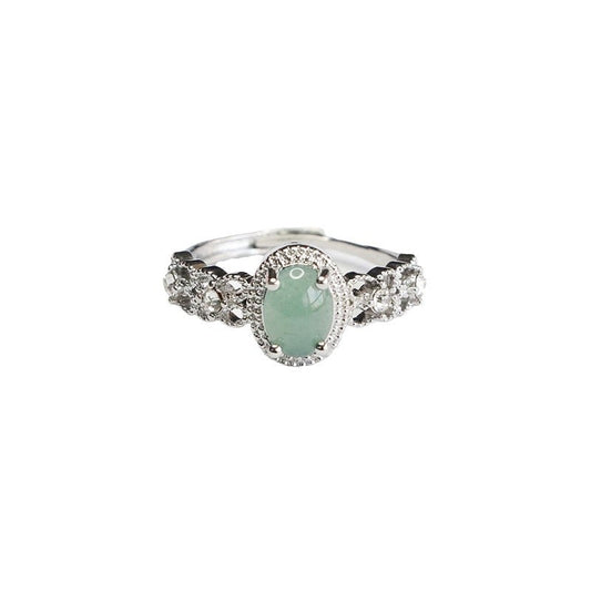 Icy Blue Jadeite Claw-Set Woven Ring