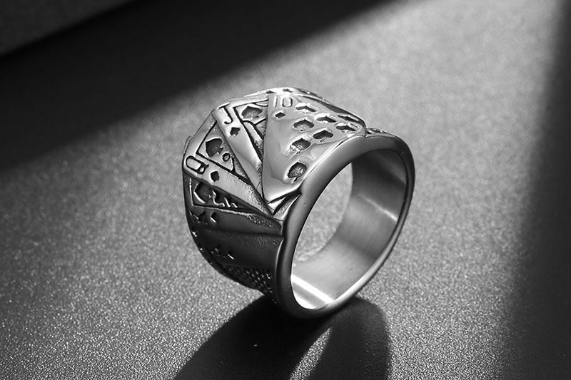 Personalized Playing Card Titanium Steel Ring For Men