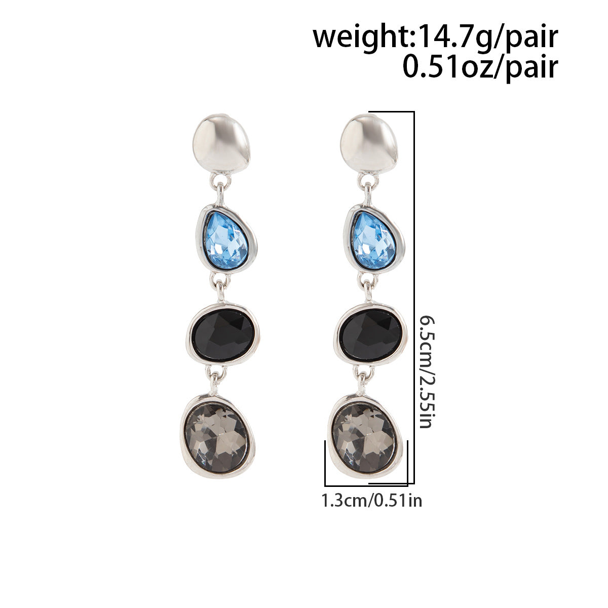 Planderful Vienna Verve Color Splicing Crystal Drop Earrings For Women Glamorous Long Fringe Statement Jewelry