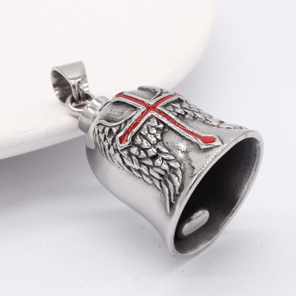Planderful Vintage Christmas Bell Pendant Nordic Cross Durable Titanium Steel Unisex Jewelry For Trendsetters