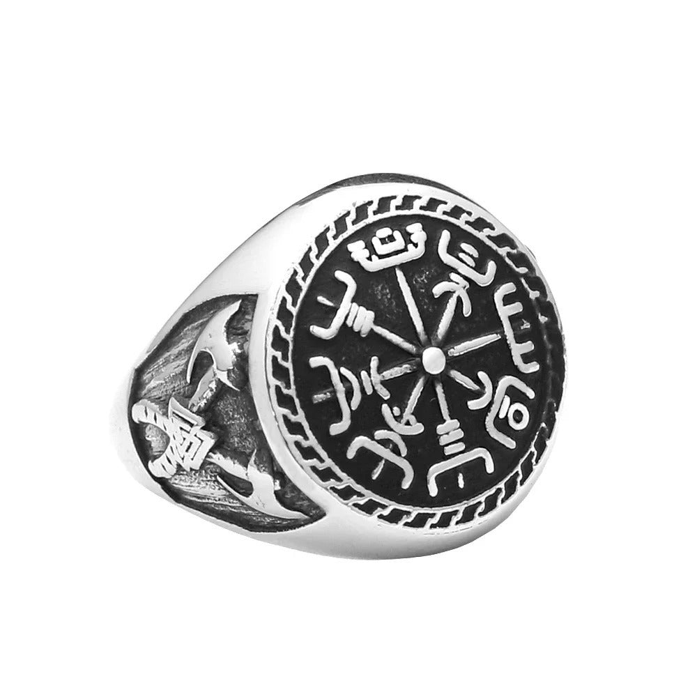 Viking Compass Stainless Steel Men's Ring
