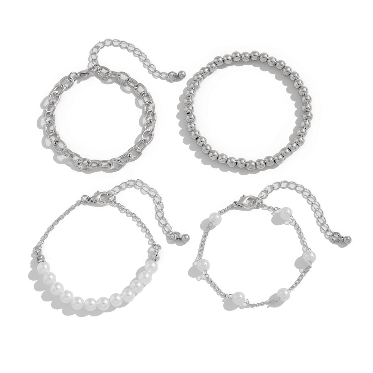 Planderful Vienna Verve Layered Chain Bracelet For Women Imitation Pearl Bead Stacked Jewelry Everyday Glam