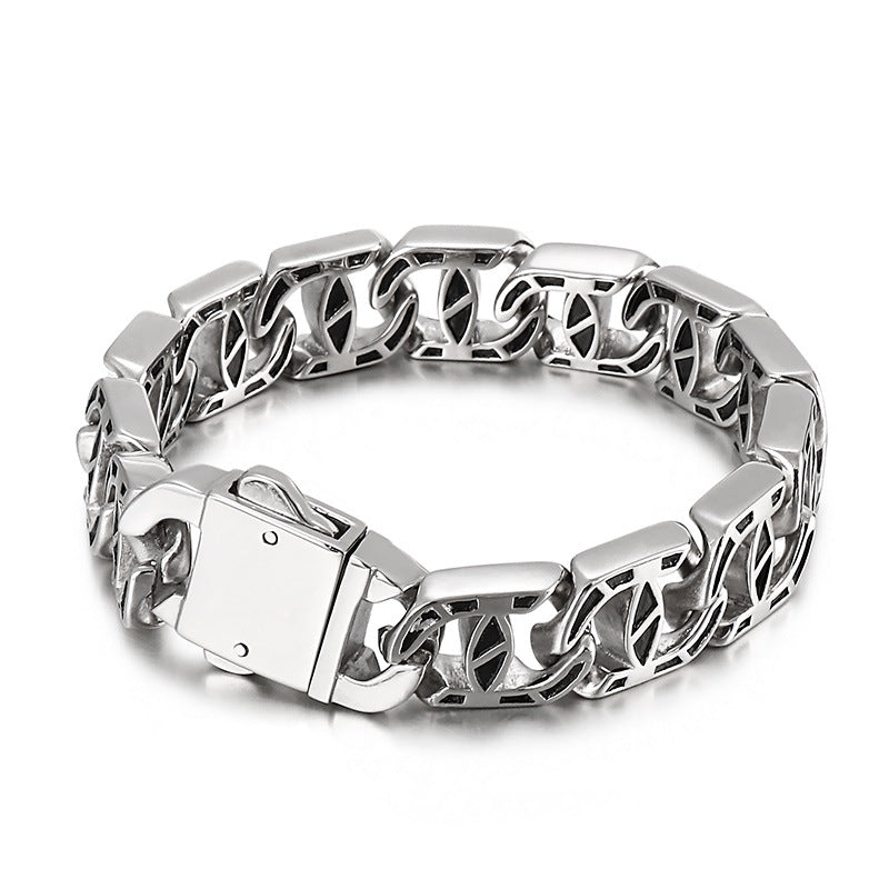 Retro Stainless Steel Charm Bracelet for Men - Unique Punk Style Accessory