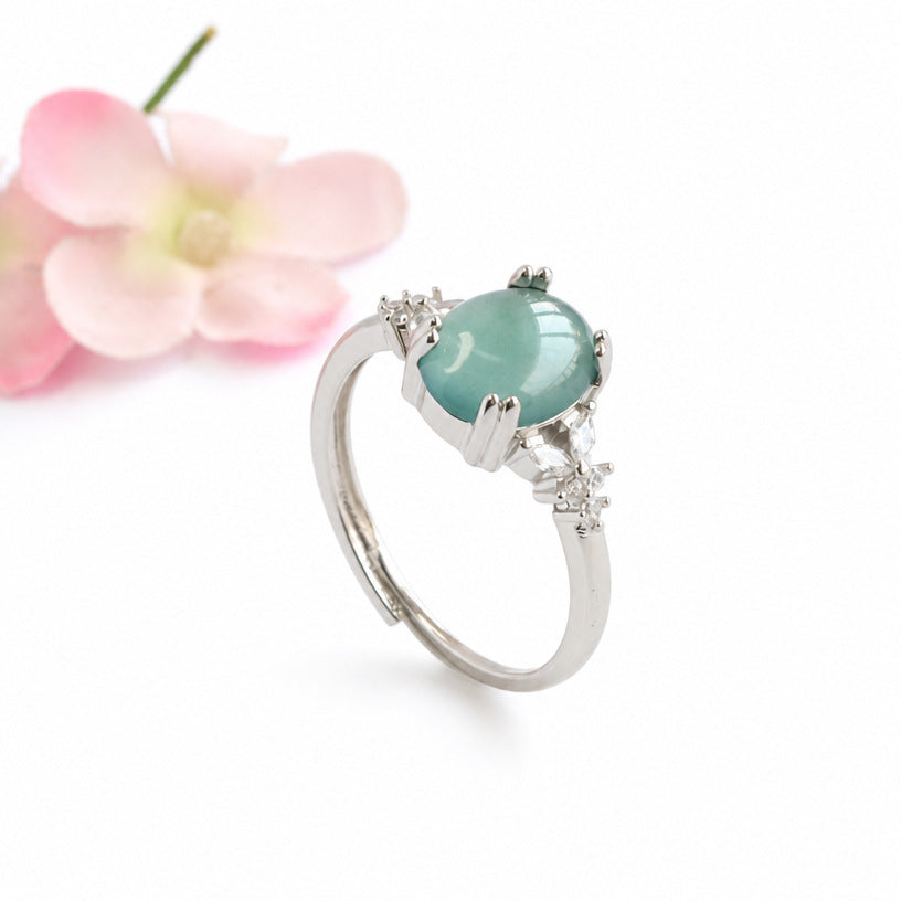 Blue-Water Jadeite Classic Ring