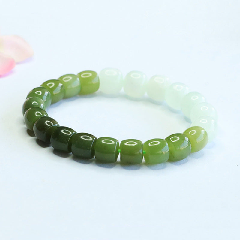 Gradient Hetian Jade Beaded Bracelet