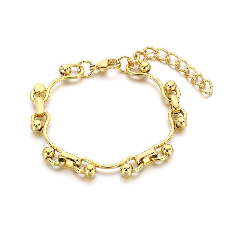 French Gentle Round Bead Twist Line Stainless Steel Twist Line Wave Round Bead Heavy Bracelet